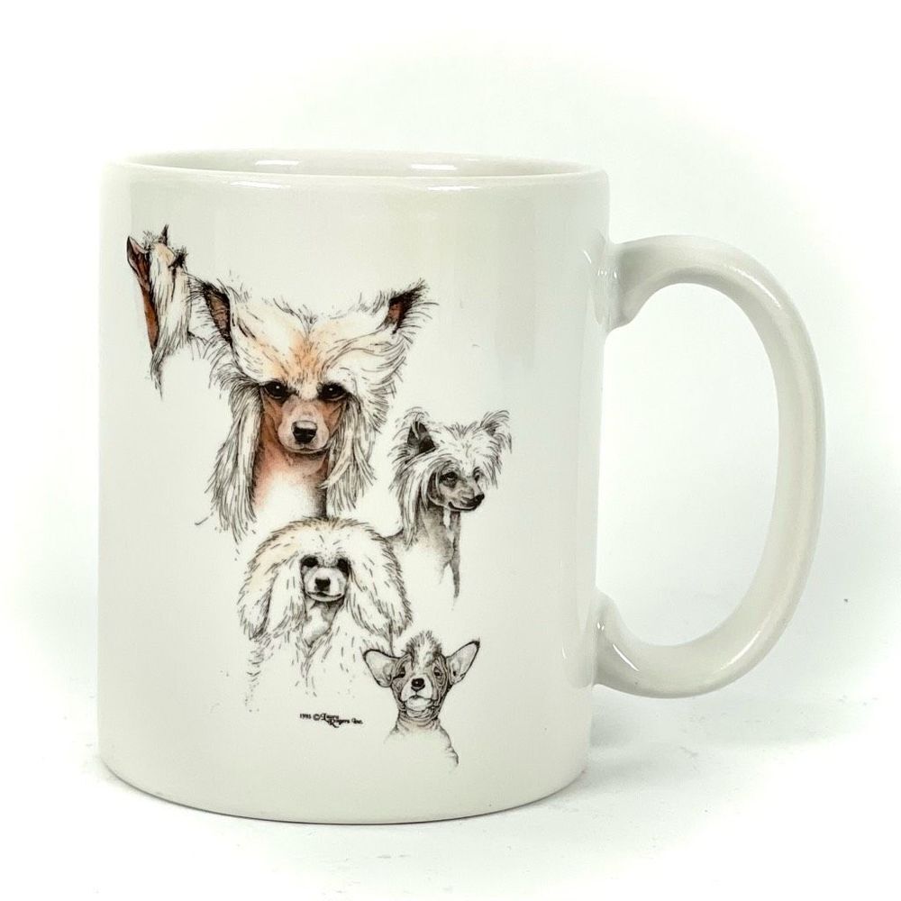 VTG 1995 Laura Rogers‎ Inc. Pet Portrait Ceramic Coffee Mug Chinese Crested